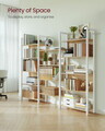 Biblioteca cu 14 rafturi, Vasagle, 158x24x166 cm, PAL/otel, stejar auriu