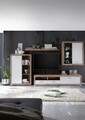 Mobilier living cu LED, 4 piese, Munchen, 290 x 48 x 195 cm, PAL, alb/stejar