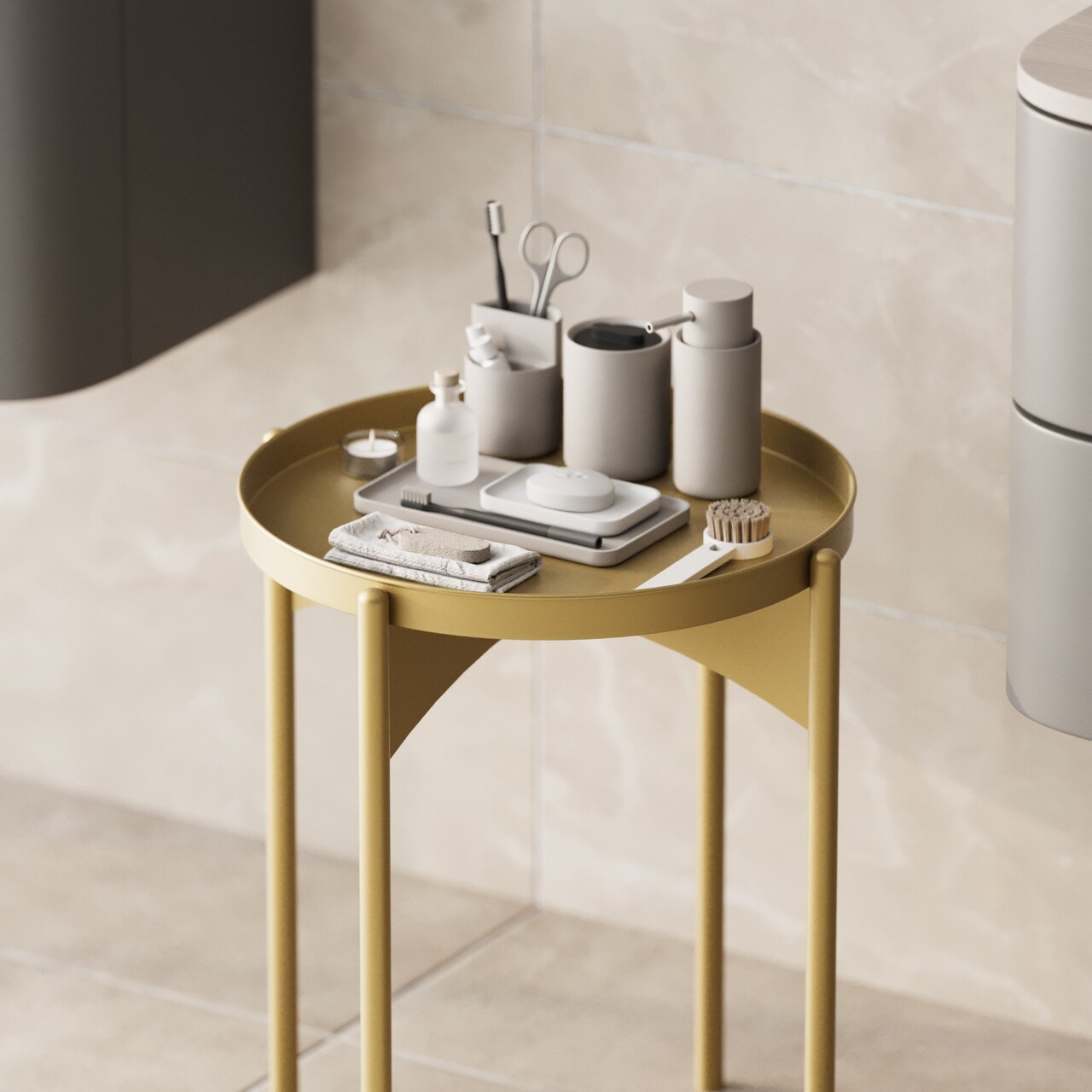Masuta de cafea, Cerritos, Shb-002-B, 44x57x44 cm, Metal, Auriu - 2 | YEO