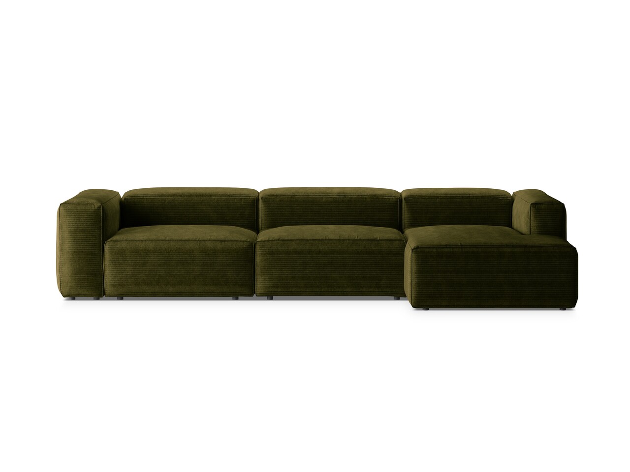 Coltar dreapta 4 locuri, Bergamo, Cosmopolitan Design, 344x152x70 cm, catifea chenille raiata, verde