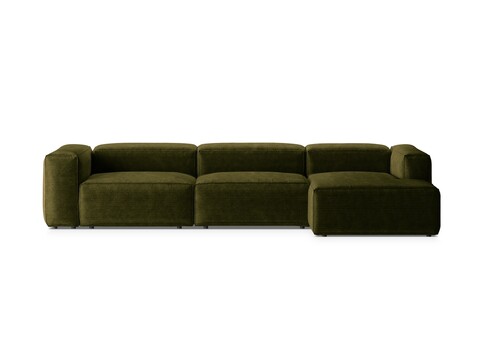 Coltar dreapta 4 locuri, Bergamo, Cosmopolitan Design, 344x152x70 cm, catifea chenille raiata, verde