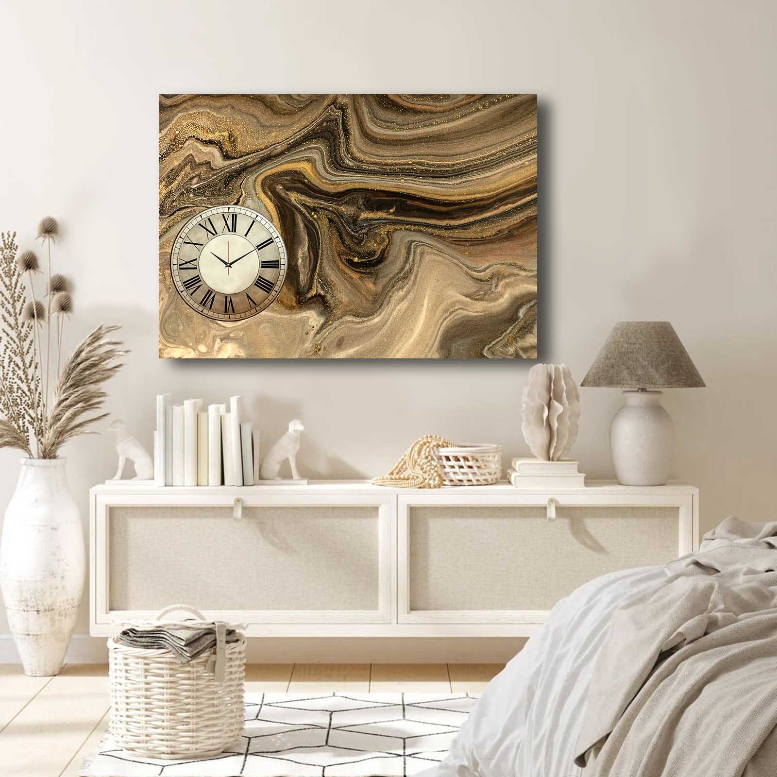 Ceas de perete, 70100CS-040, PÂNZĂ DIN PIELE ÎNTOARSĂ, Dimensiune: 70 x 100, Multicolor