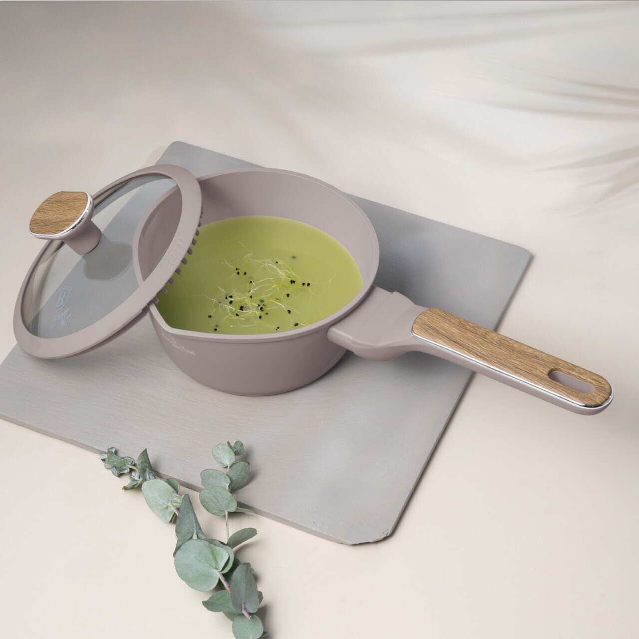 Set pentru gatit Berlinger Haus, Taupe Nordic, 15 piese, aluminiu forjat, taupe mat/natur - imagine 3