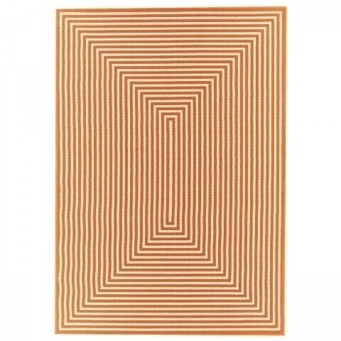 Covor indoor outdoor Braid Orange, Floorita, 133 x 190 cm, polipropilena, alb/portocaliu