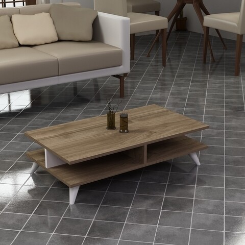 Masuta de cafea Isabel, Armetti, 90 x 50 x 40 cm, walnut/alb Armetti