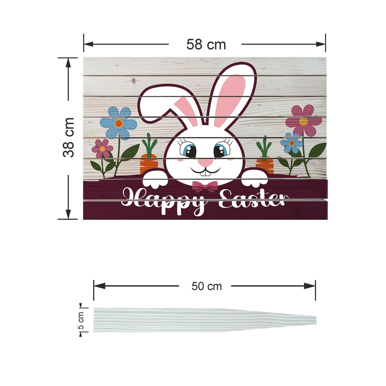 Semn de curte, Easter Greeting Bunny, 58x38 cm, Multicolor - imagine 4