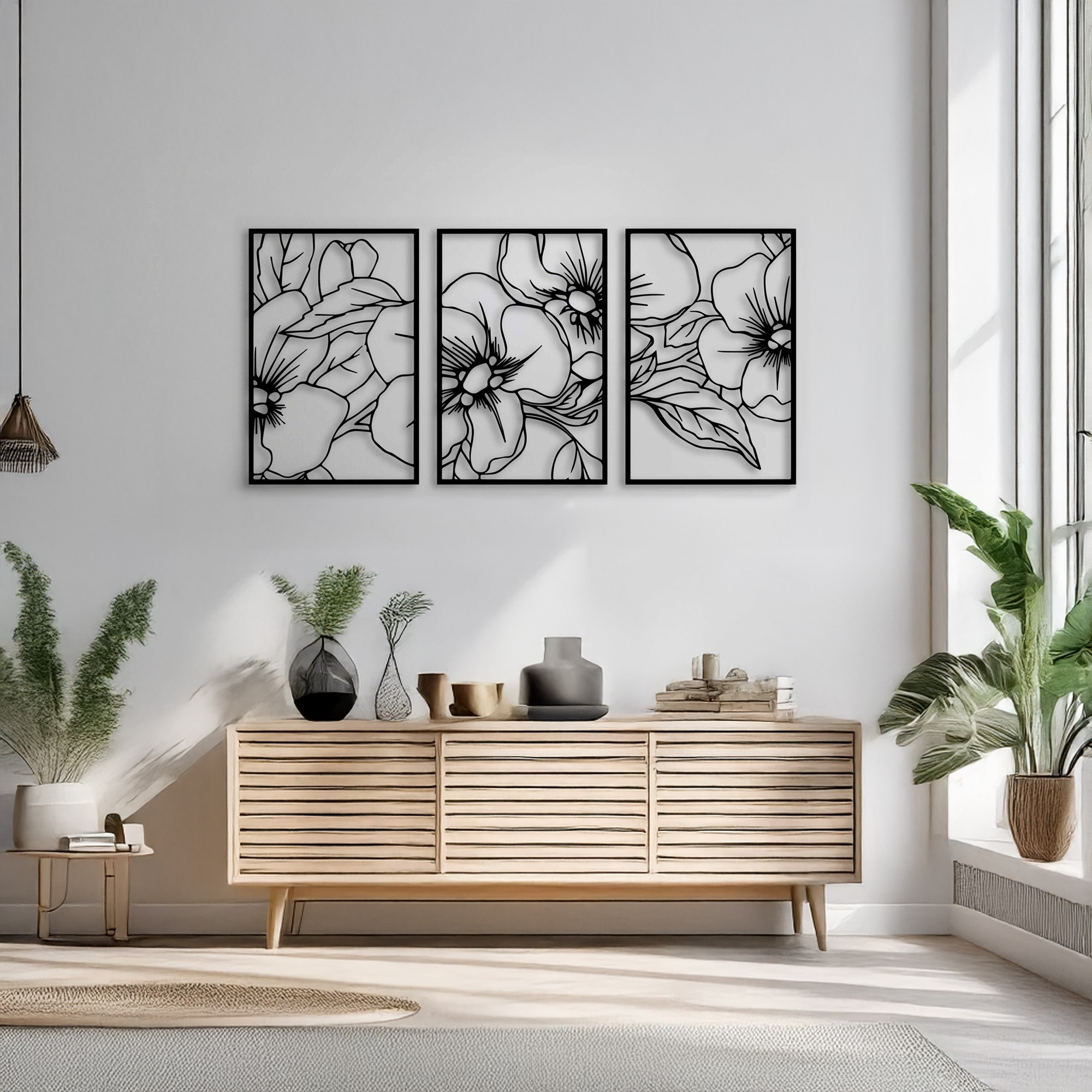 Set de accesorii decorative de perete din metal, DCV-1100-MT, 35 x 50 cm, 3 piese, Negru