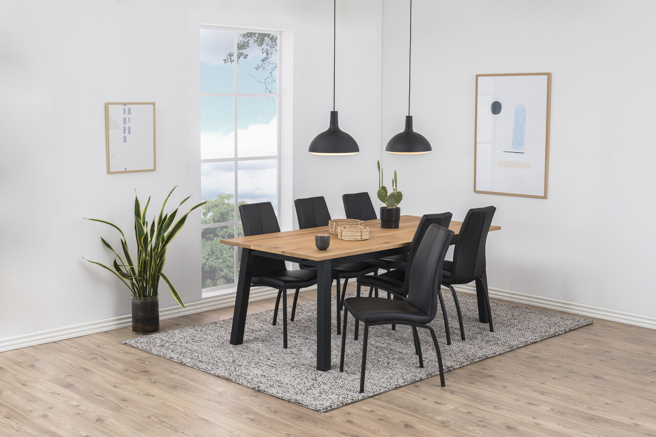 Scaun Asama, Actona, 43.5x57x95 cm, piele ecologica/otel, negru - view 5