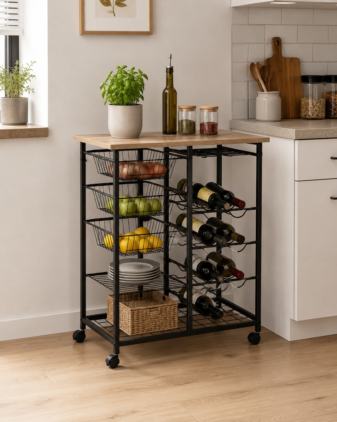 Masa de bar, Hanah Home, Petra, 90x90x40 cm, Pin Atlantic / Negru