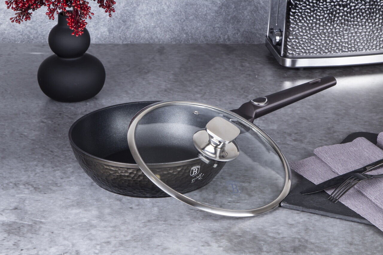 Tigaie adanca cu capac Berlinger Haus, Primal Gloss, 24 cm, 2.3 L, aluminiu forjat, negru - imagine 2