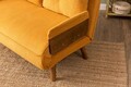 Canapea extensibilă cu 2 locuri, Futon, 859FTN2728, Metal , Galben mustar