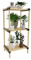 Organizator multifunctional, Seowood, cu 3 rafturi, 75 x 40 x 28 cm, lemn solid, natur