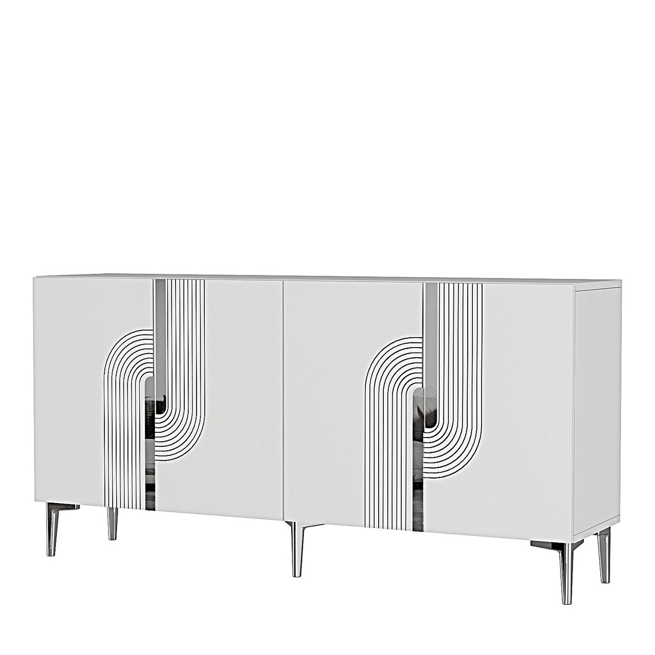 Consola, Hanah Home, Meyra 150, 150x75x32 cm, PAL , Alb / Argintiu - view 3