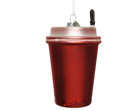 Glob Coffe cup, Decoris, 8x12.5 cm, sticla, rosu