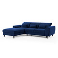 Coltar extensibil stanga 4 locuri ELTAP, Foble, 267x196x100 cm, lemn/poliester, albastru inchis