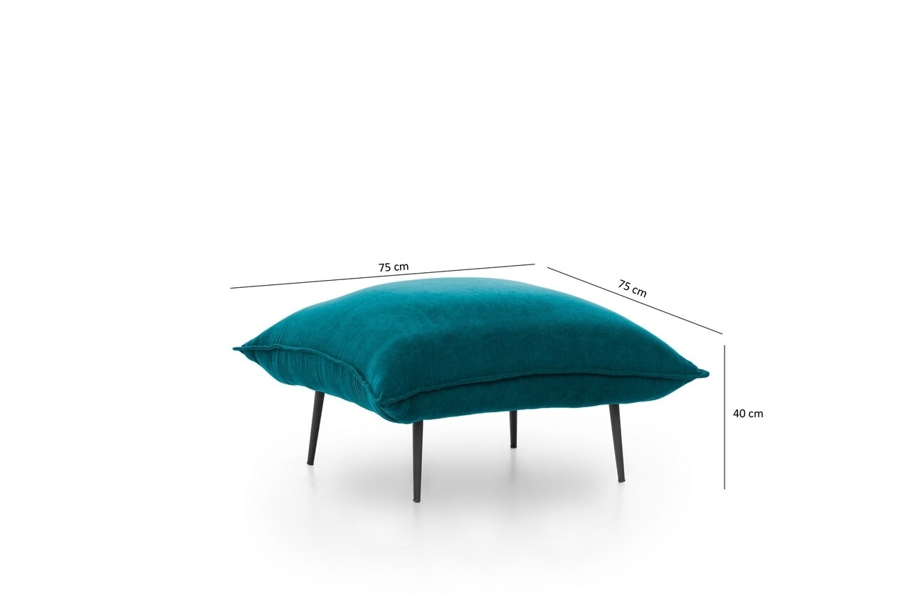 Taburet Aspen, Futon, 75x75x40 cm, metal, verde petrol
