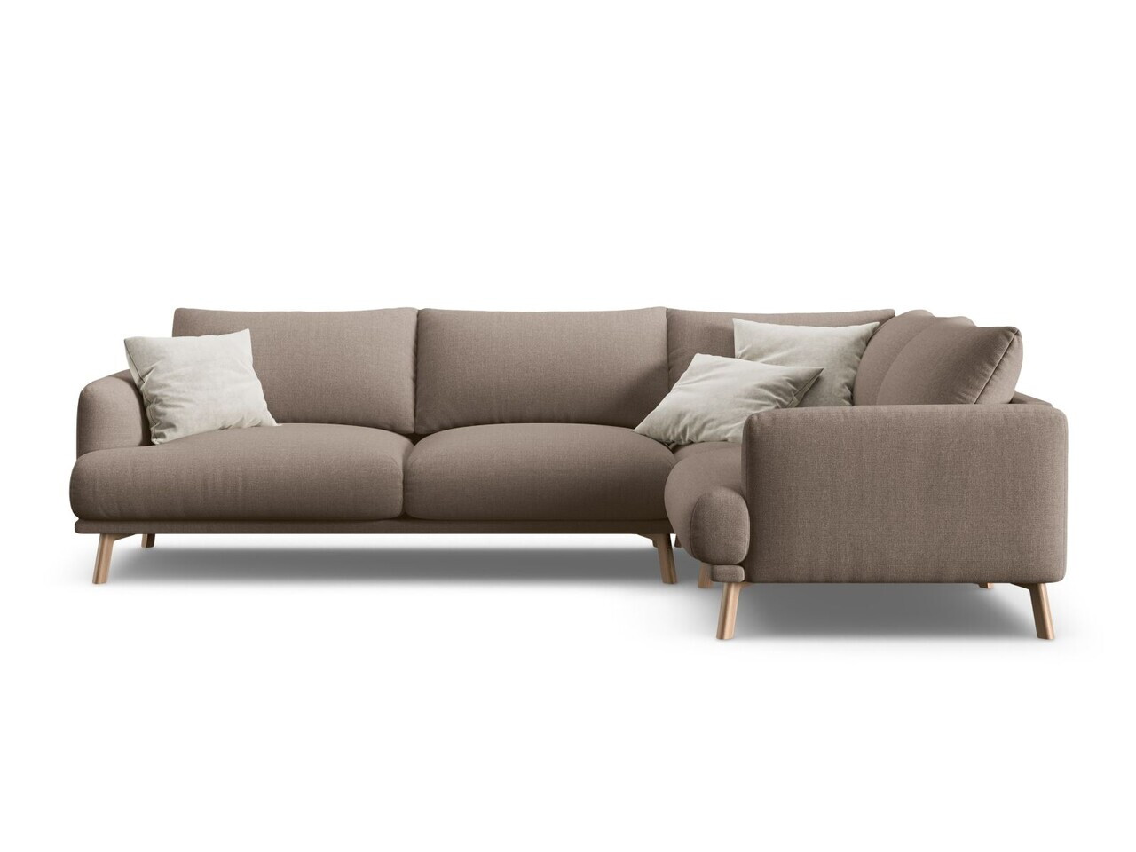 Coltar dreapta 4 locuri, Naomi, Micadoni Home, 280x195x75 cm, tesatura structurata, cappuccino
