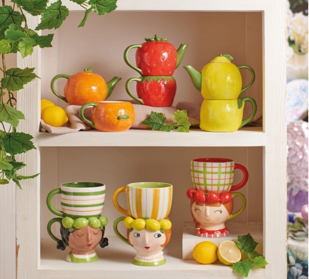 Set 2 cesti, Lime Double Lady, Brandani, 10.5x17.5 cm, dolomit