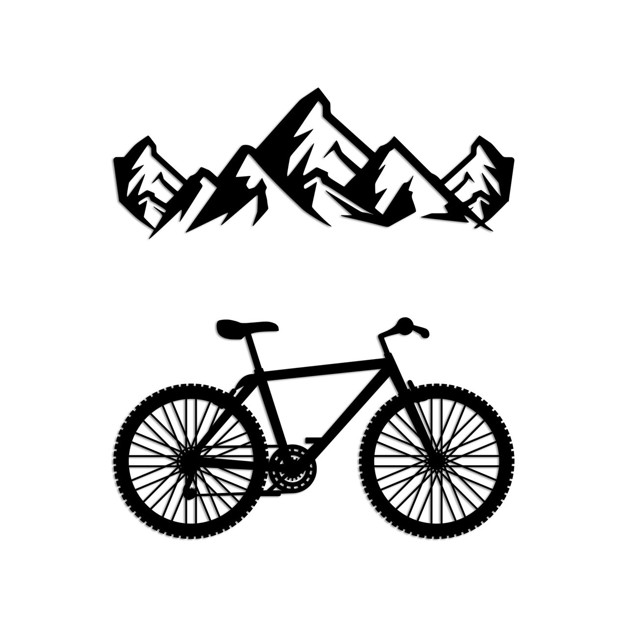 Decoratiune de perete, Mountain And Bicycle, Dimensiune: 50 x 18 cm (1 bucată), Negru — imaginea 5