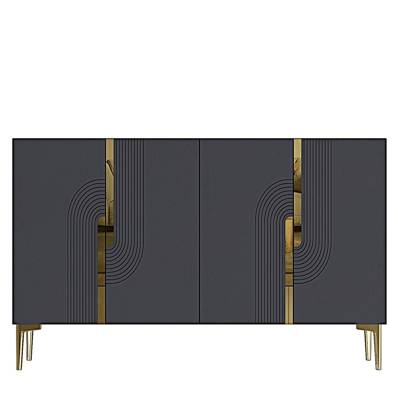 Consola, Hanah Home, Meyra 120, 120x75x32 cm, Antracit / Aur - view 6