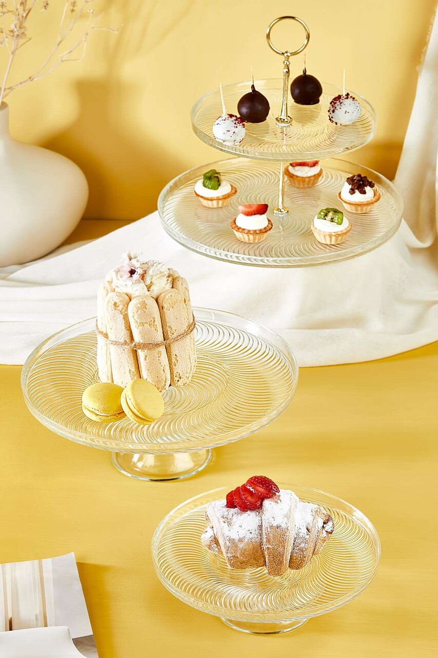 Set servire alimente, Hermia, 337GLZ1158, Suport: 28 cm (1 bucată), Transparent - view 2