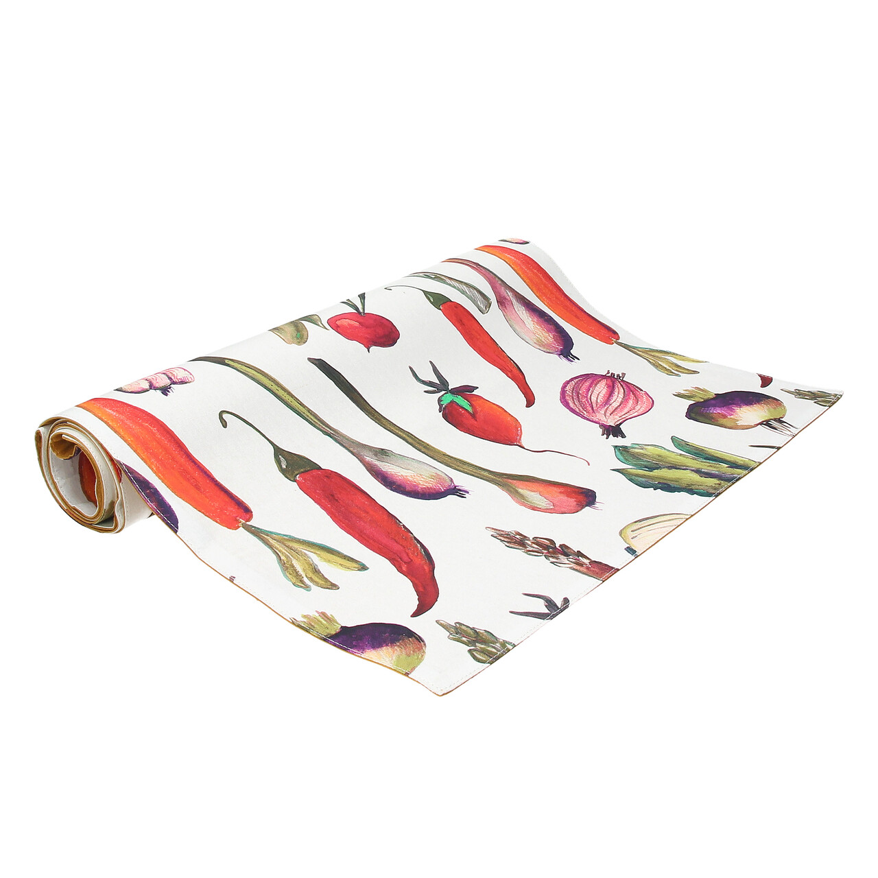 Traversa de masa Ortolana, Andrea Fontebasso, 40x140 cm, textil, alb/multicolor