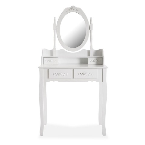 Masuta vanity, versa, camila, 40 x 146 x 75 cm, lemn/sticla, alb