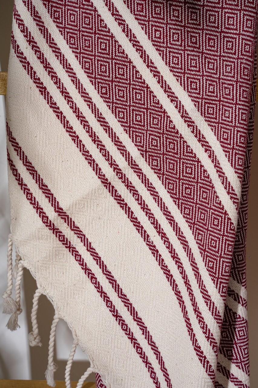 Prosop de plaja, PestemalLand, New Diamond, Bumbac;Poliester, Rosu claret