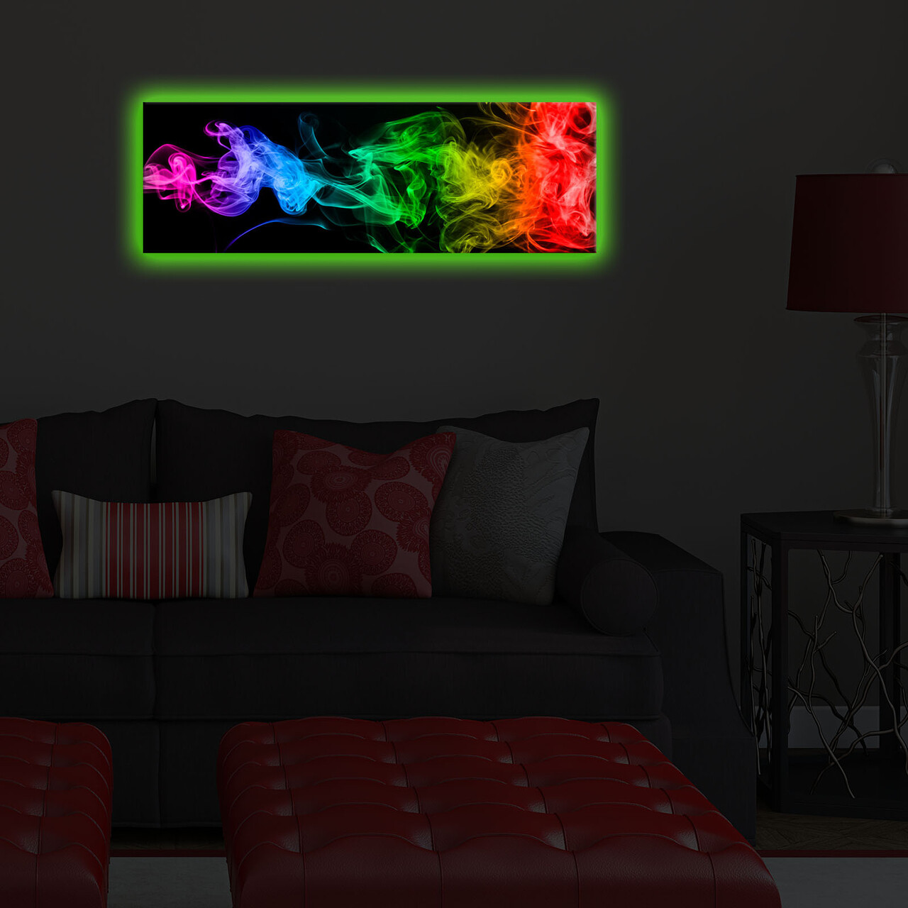 Tablou decorativ cu lumina LED, 3090DACT-67, 30 x 90 cm, Multicolor - view 3