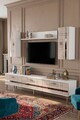 Comoda TV, Hanah Home, Ilay, 180x41x30 cm, White / Travertine / Silver