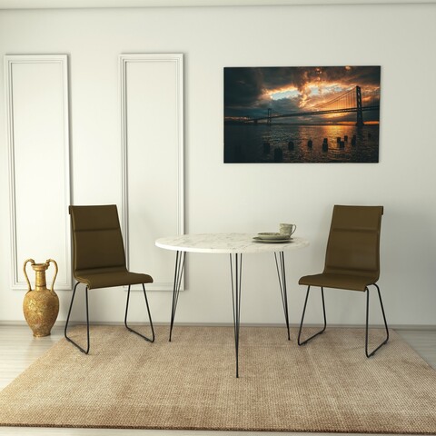 Masa Sandalf Marmo, Comforty, 90×75 cm, negru/alb 90x75
