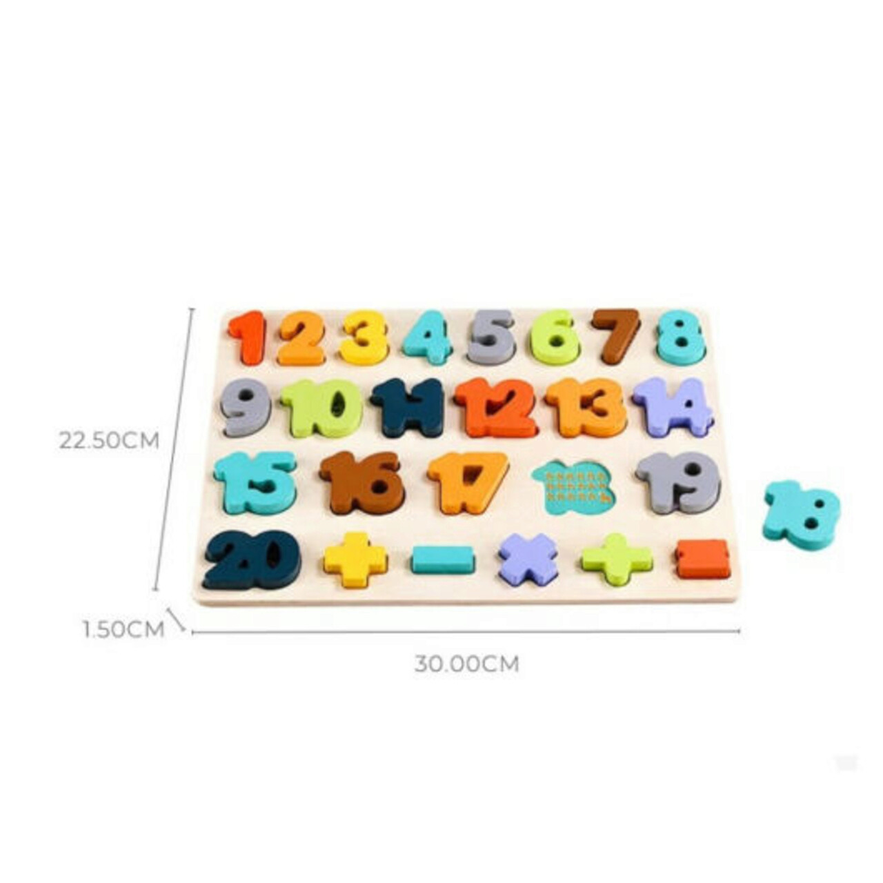 Puzzle Incastru Din Lemn Cu Numere De La 1 La 20, 26 Bucati, Phoohi, PH07J012, Multicolor