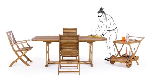 Masa extensibila pentru gradina Rectangle Noemi, Bizzotto, 150-200 x 90 x 74 cm, lemn de salcam