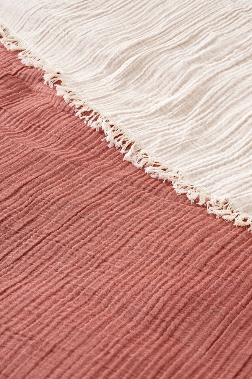 Cuvertura matlasata dubla, Muslin - Tile Red v2, DC Home, Bumbac