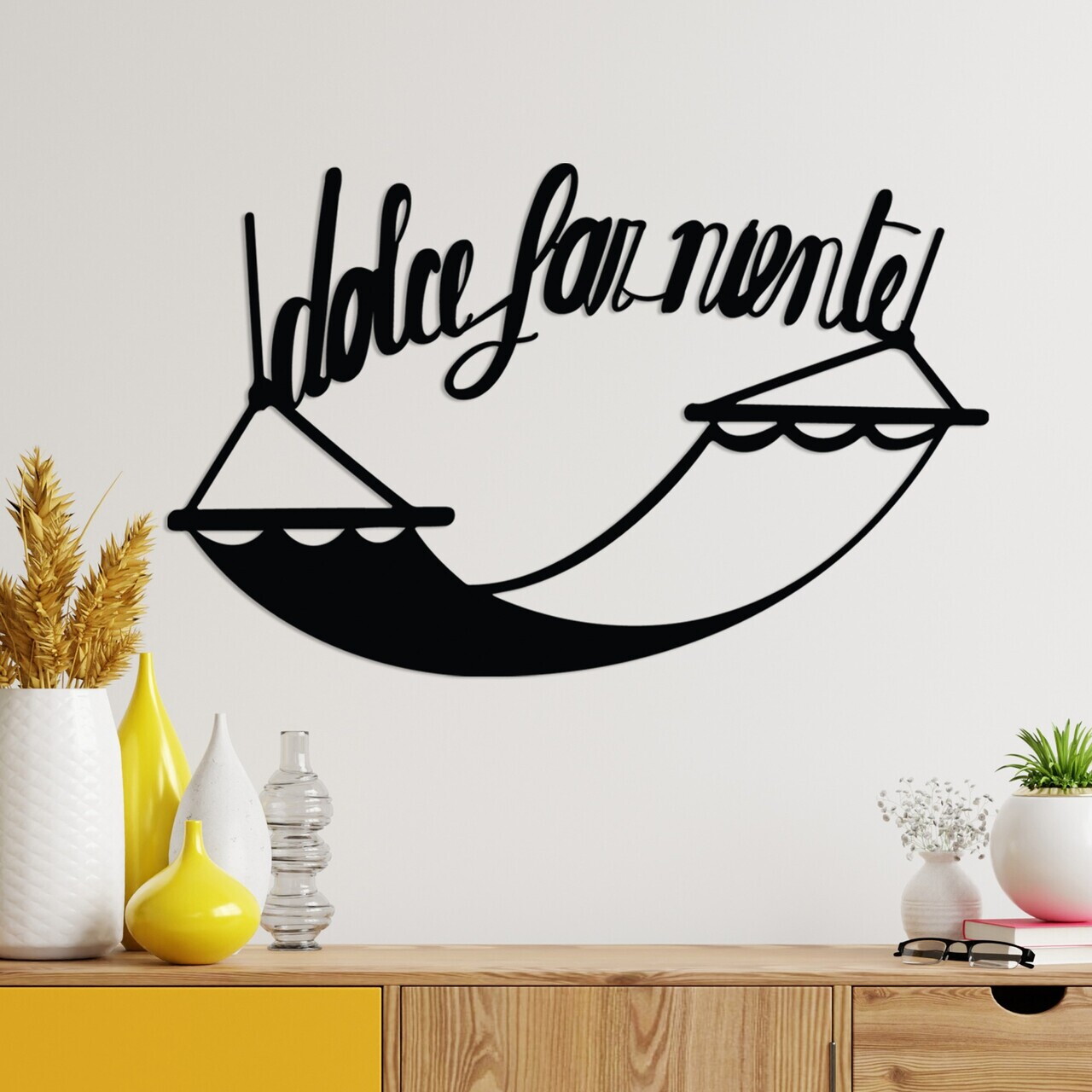 Decoratiune de perete, Dolce Far Niente 5, Dimensiune: 60 x 38 cm, Negru