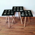 Set masute 3 piese, Leona, 3Shp66, Negru / Gri / Bej
