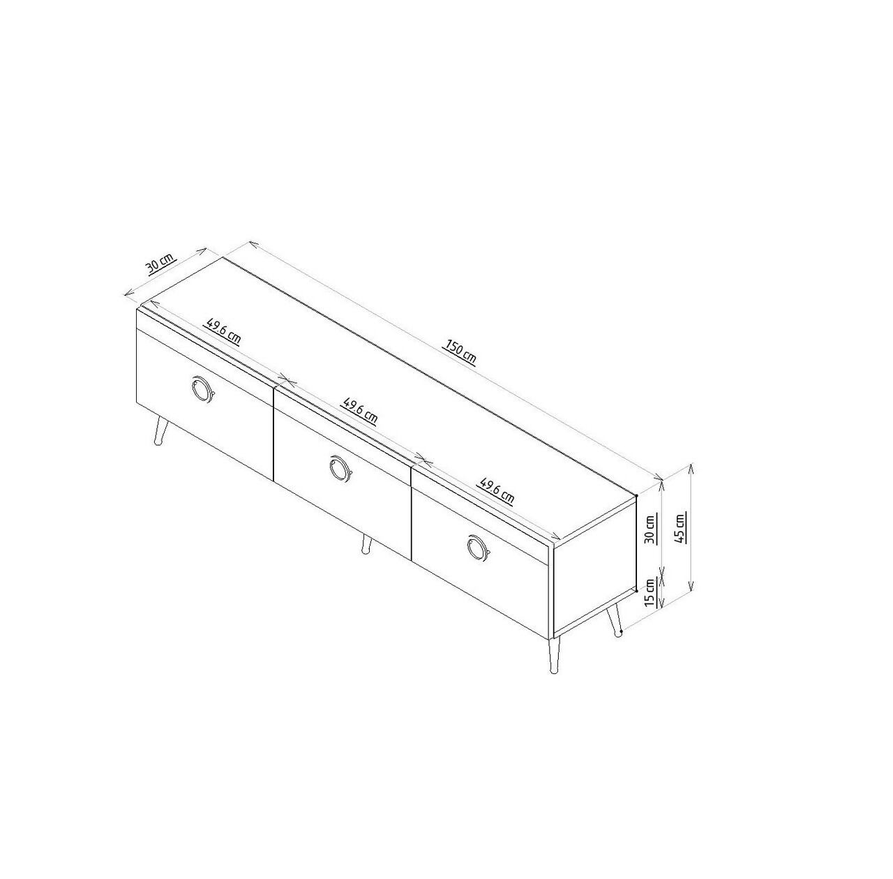 Comoda TV, Odessa, Safar, 150x30x45 cm, PAL, Antracit