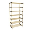 Organizator incaltaminte, Seowood, cu 7 rafturi, 110 x 56 x 28 cm, lemn solid, natur