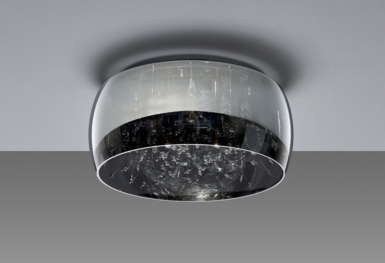 Plafoniera Crystel, TRIO, 50x23.5 cm, 28W, 5x E14, sticla, argintiu