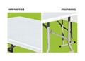 Set camping/picnic Heinner, 180x70x74 cm/182x28x43 cm, pliabil, otel/HDPE plastic, alb