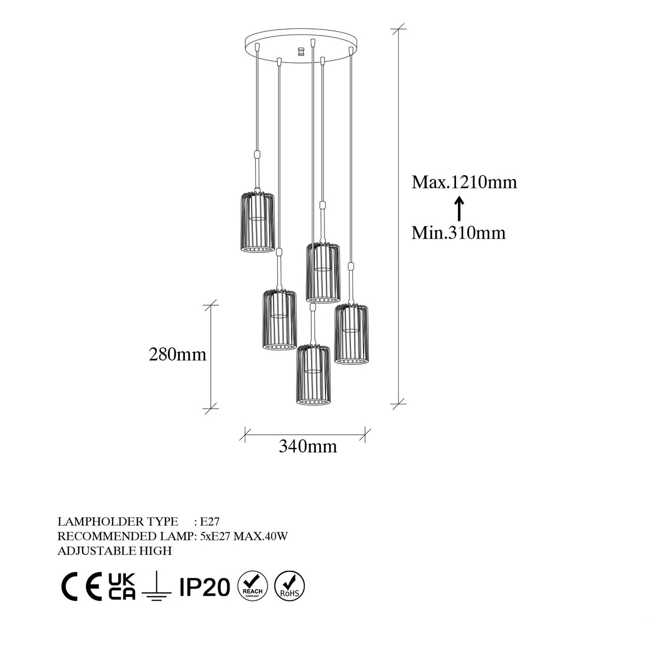Lustra, Fulgor, 942FLG1456, Metal, Negru/Maro antic