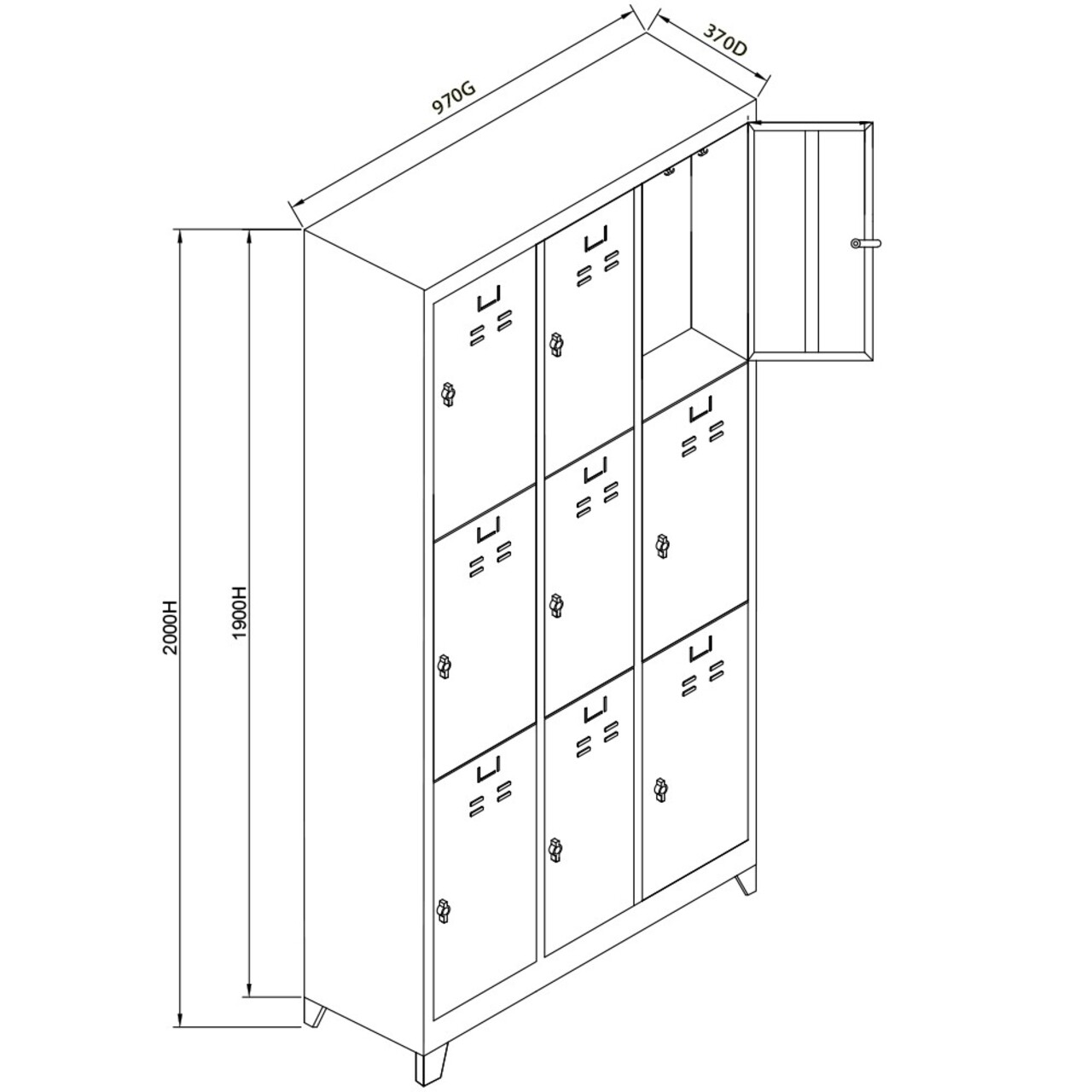 Dulap de depozitare cu incuietoare, Shelvoria, Js1024Tu, 97x200x37 cm, Otel, Gri / Portocaliu