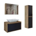 Set Dulap de Baie cu Chiuvetă și Oglindă (3 Piese), Hanah Home, 1700, MDF-LAM, Pin Atlantic / Antracit