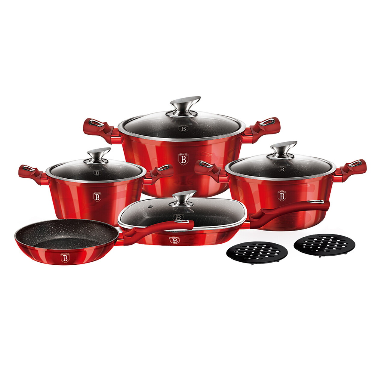 Set pentru gatit Berlinger Haus, Burgundy, 11 piese, aluminiu forjat, rosu - imagine 3