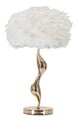 Lampa de masa Slim, Mauro Ferretti, 1 x E27, 40W, 40x63 cm, fier/textil, auriu/alb