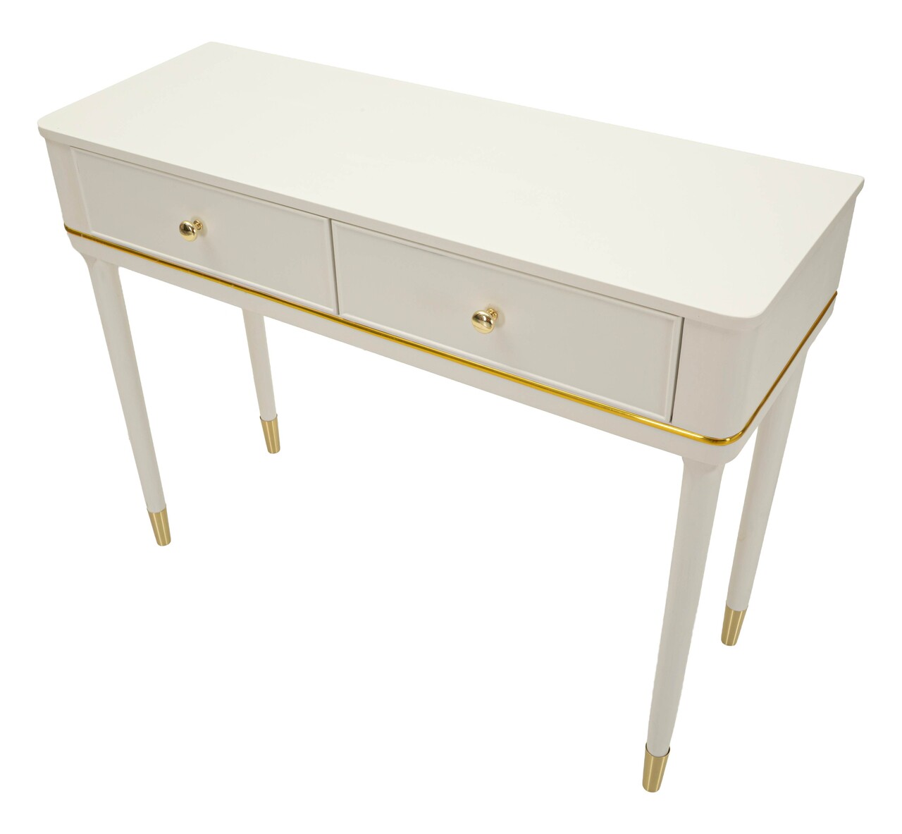 Consola, Mauro Ferretti, Camille, 101x37x78 cm, lemn de pin, alb/auriu - imagine 4