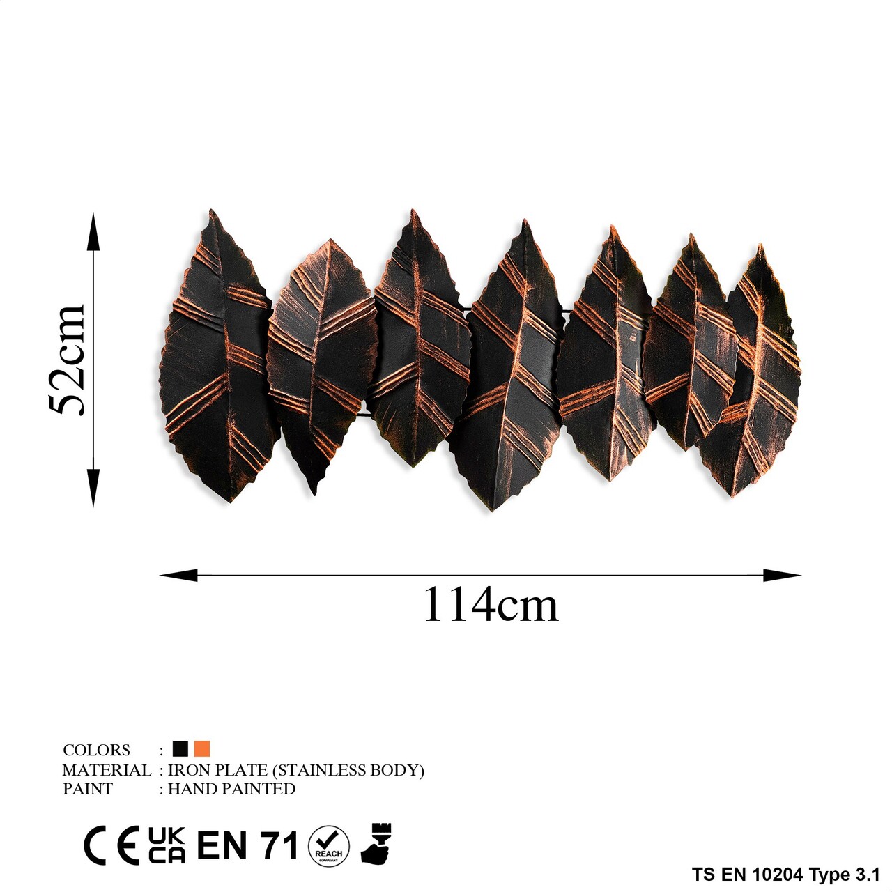 Decoratiune de perete, Hornbeam 2, Metal, Dimensiune: 114 x 52 cm, Multicolor