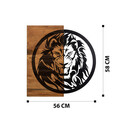 Decoratiune de perete, Lion Metal Decor, lemn/metal, 56 x 58 cm, negru/maro