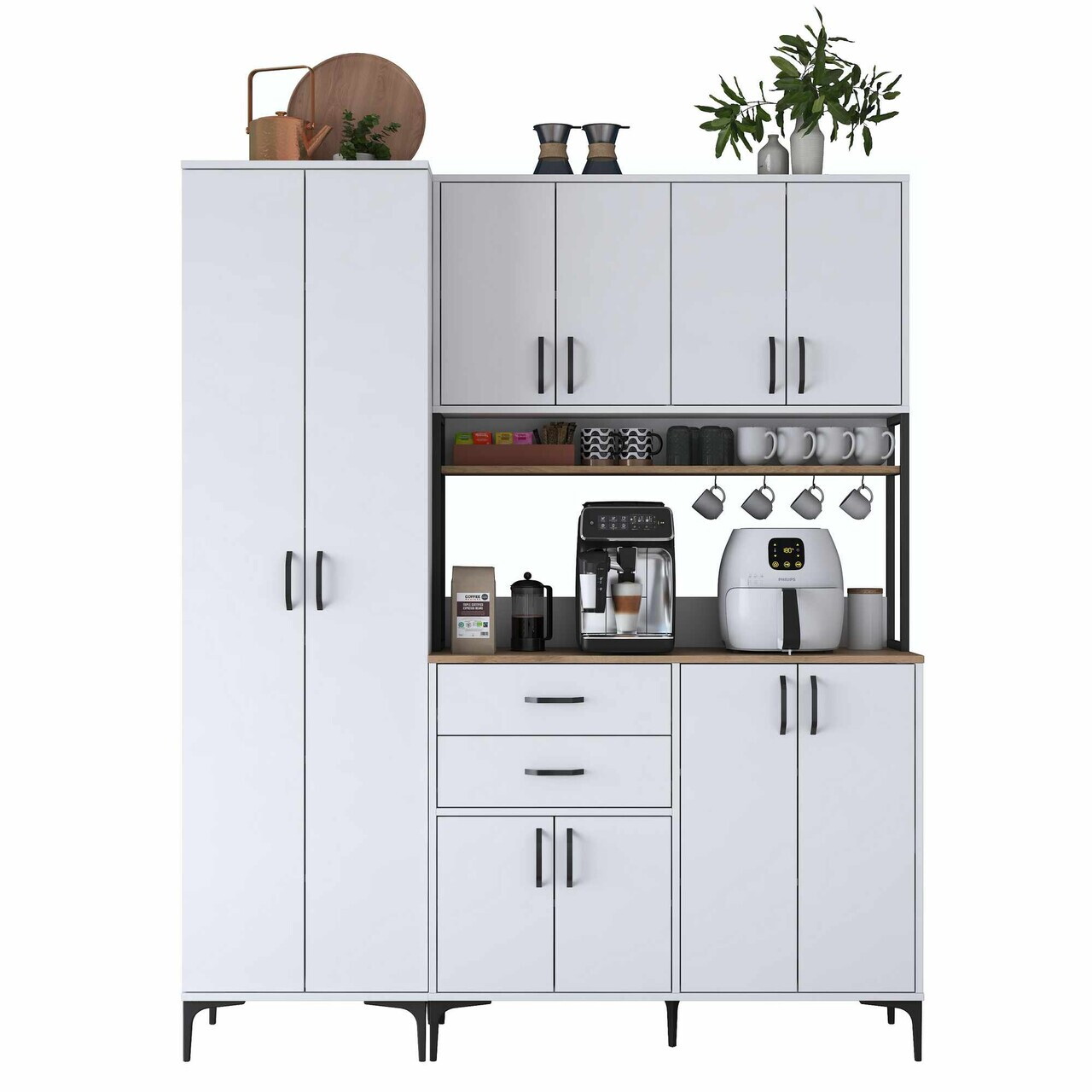 Dulap multifunctional, Hanah Home, JE267, 180x218.6x45 cm, Alb/Maro — imaginea 8