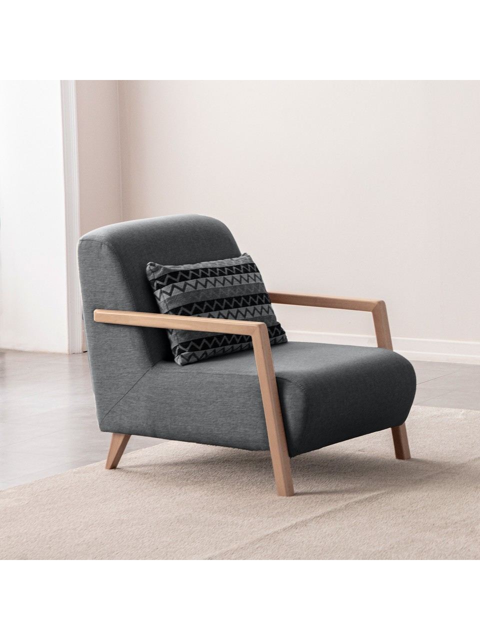 Fotoliu, Atelier del Sofa, 752EST1710, Frame: 70% HORNBEAM/30% MELAMINE COATED CHIPBOARD, Antracit